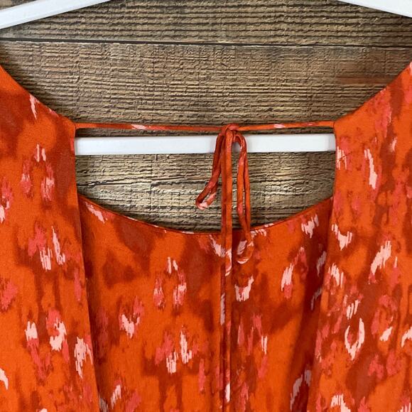 Free People Fake Love Animal Print Mini Dress Pumpkin Orange Open Back SZ Large - Picture 7 of 11